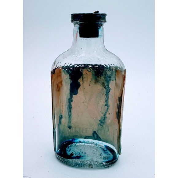 Antique Mrs. Stewart's Liquid Bluing Bottle No-Drip Cap Broken Cork Vintage - Picture 3 of 10